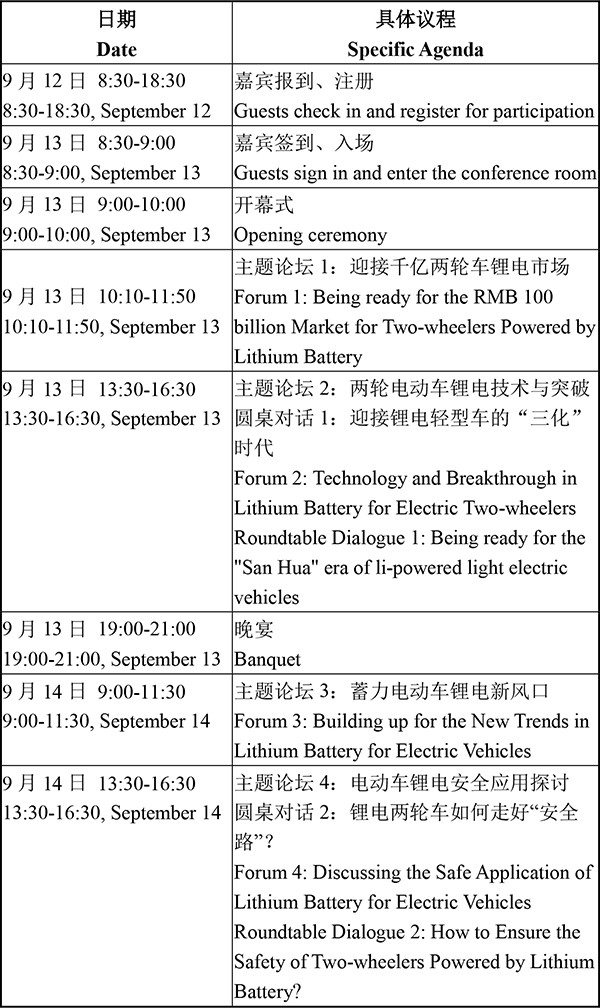 日程安排-2021輕型電動(dòng)車(chē)用鋰電池技術(shù)及應(yīng)用交流會(huì)